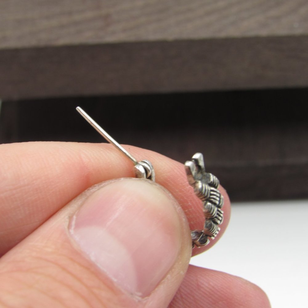 Sterling Silver Rustic Small Textured Earrings - image 3